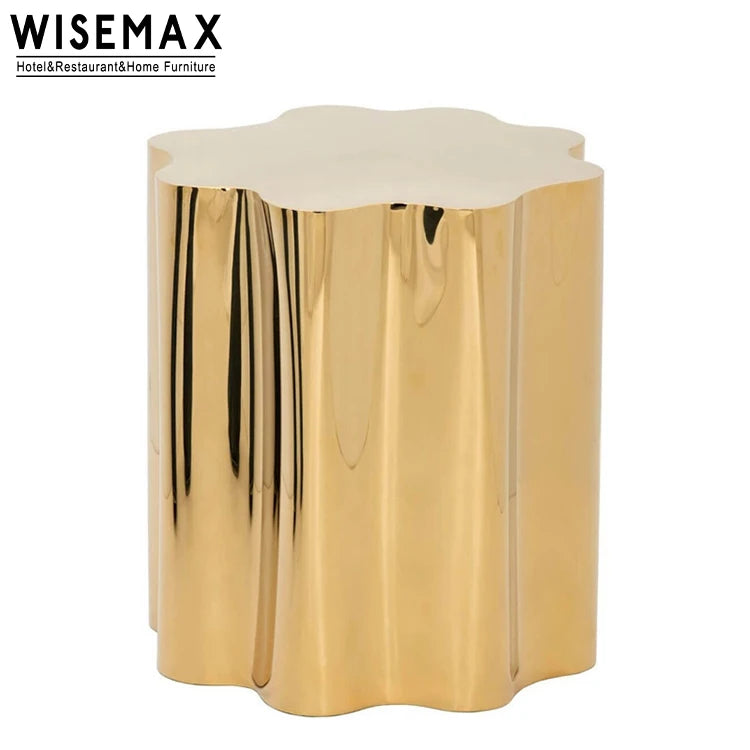 WISEMAX FURNITURE Italian Living Room Furniture Gold Stainless Steel Frame Tea Table Flower Shape Metal Coffee Table for Home