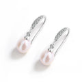 KAMMY 7-7.5mm Hypoallergenic Non Tarnish Jewelry Wholesale 925 Silver Gold Plated Freshwater Pearl Zircon Rice Shape Earrings