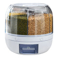 Rice Dispenser Kitchen Moisture Proof 6-Grid Rotating Food Grain Dispenser Cereal Storage Box Rice Container Dispenser