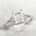Sterling Silver 5*7mm Semi Mount Ring Square Shape Empty Frame Blank Claws Setting S925 Base Without Center Stone for Inlay DIY