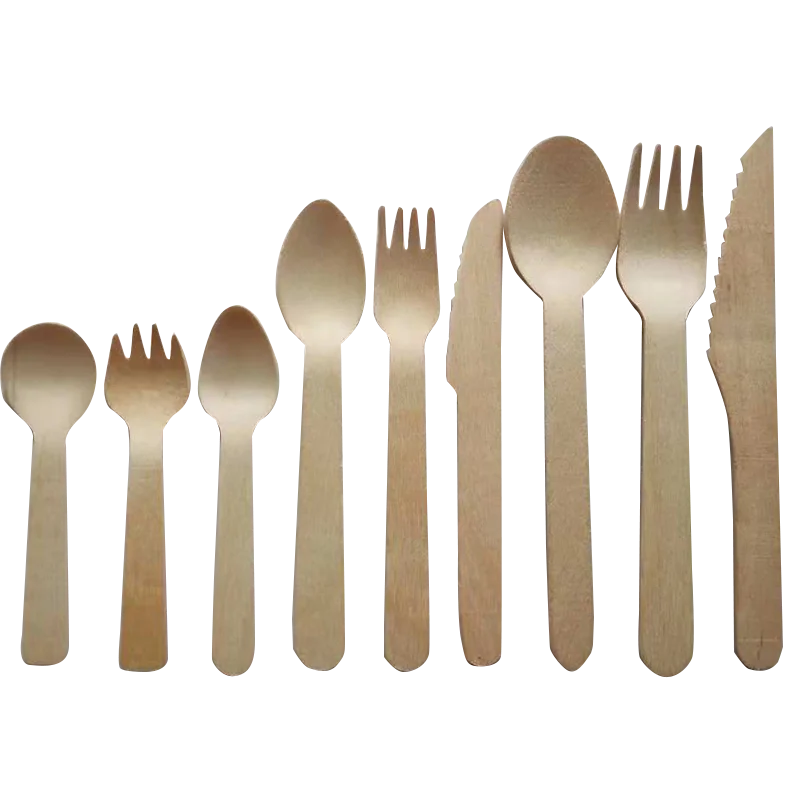 Wooden Fork Degradable Disposable Cutlery Knife and Spoon Three-piece Hotel Commercial