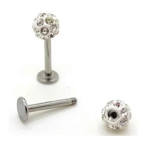 Fancy Stainless Steel Labret Ring Piercing Crystal Monroe Lip Stud Labret Bar Tragus Piercing Children's Body Jewelry by Ferido