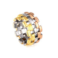 Factory Customized Wholesale Stainless Steel Ring Three Color Band Hollow Chain Ring for Men's Fashion Jewelry