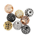 Wholesale Copper Micro Pave Color Zircon Drill Ball Beads DIY Black Diamond Ball Bracelet Beaded for Jewelry Making Accessories