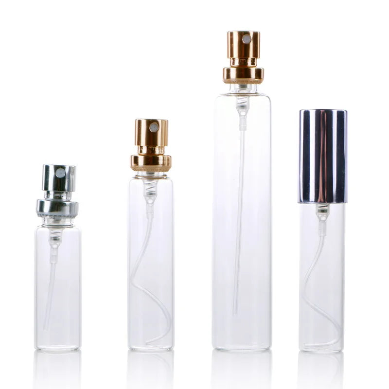 Manufacturers Wholesale 33ml Crimp Neck Cylinder Round Shape Glass Perfume Tester Bottle with Aluminum Spray Cap