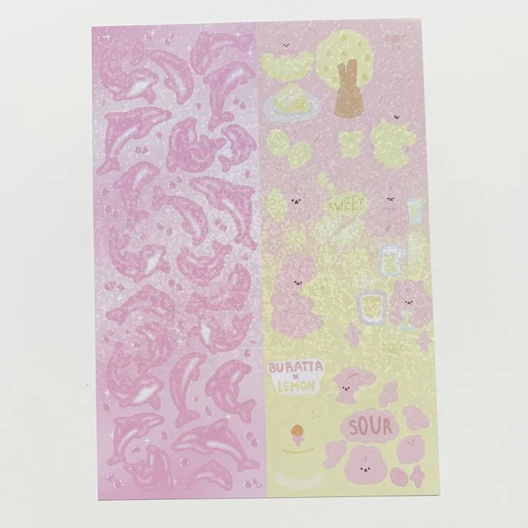 Cute Custom Transparent Deco Korean Stickers PVC Holographic Sticker Sheets