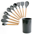 Hot Sales10 Piece Cooking Kitchen Set Silicone Utensils with Wood Handles Turner Tongs Spatula Spoon