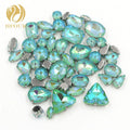 Wholesale Mixed Shape Green AB Mocha Candy Color Sewn Rhinestones for Clothing