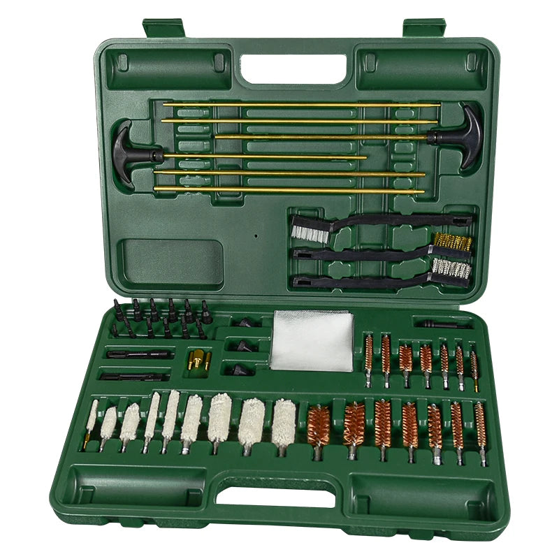 Universal Gun Cleaning Kit Green case Fits for Gun Maintenance Completed Bore Care Cleaning Brushes