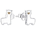 YILUN 925 Sterling Silver Alpaca Jewelry Rhodium Plated Studs Llama Earrings Cute Animal Design Customizable for Children