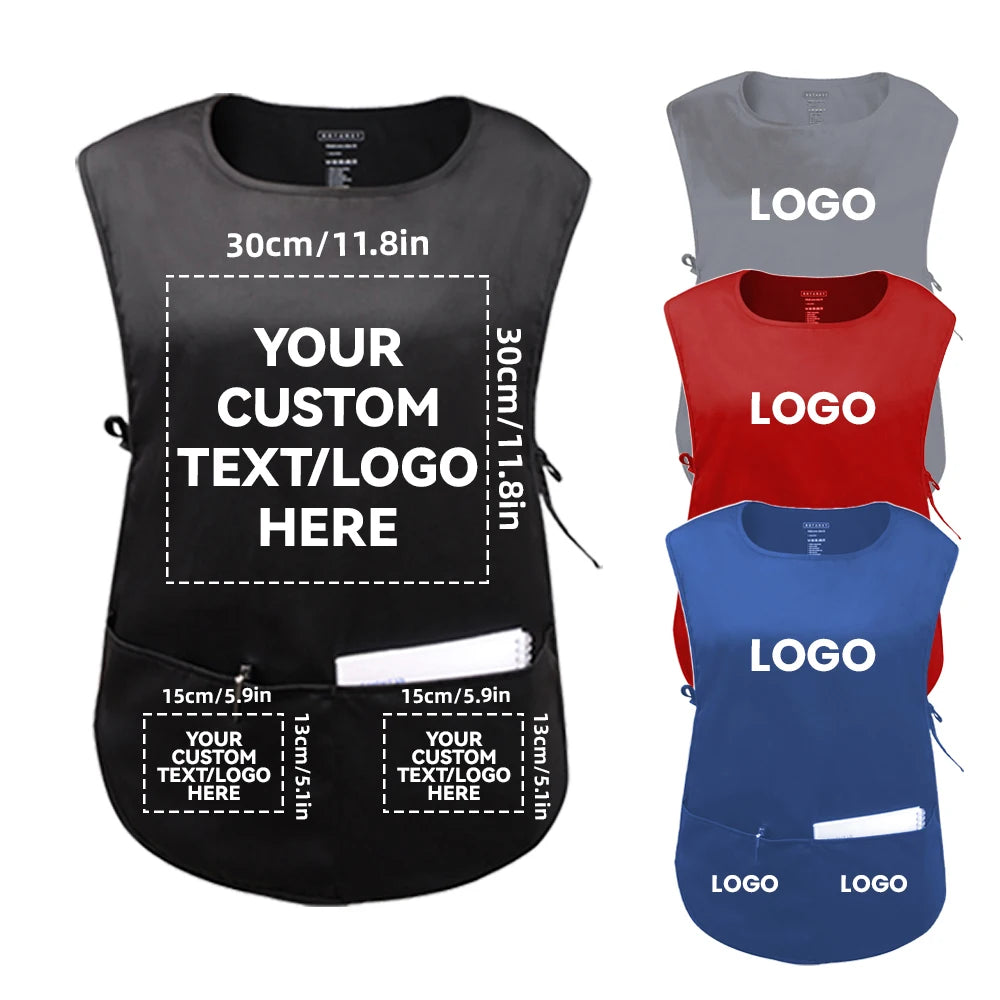 Moq 1 Pcs Customizable Double-sided Vest Apron Kitchen Restaurant Cooking Apron with Personalized Your Logo Pattern Photos