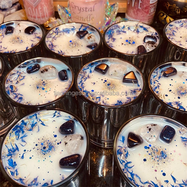 Wholesale Soy Handmade Customized Healing Scented Candle with Crystals