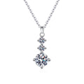 Real S925 Sterling Silver Cubic Zirconia Chain Link Pendant Necklace for Women