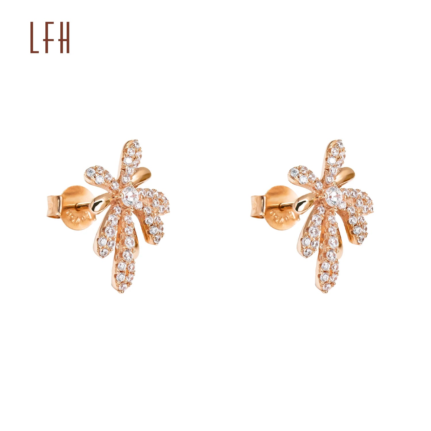 Wholesale 18K Cubic Zircon and Flower Stud Earrings 18K Real Gold Hoop Earrings AU750 Gold 18K Pure Gold Jewelry