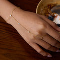 J&D 18K Gold Plated Stainless Steel Bracelets Holiday Jewelry White Zircon Hand Chain Finger Bracelet