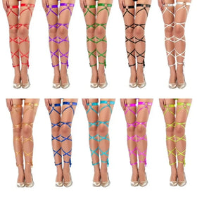 King Mcgreen Star 1 Pair Leg Wraps Goth Punk Harness Bandage Thigh High Stockings Women Sexy Cross Straps Pole Dance Night Club