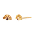 Trendy 18k Gold Plated 925 Sterling Silver Fan Shaped Black Stone Stud Earring Jewelry for Gifts
