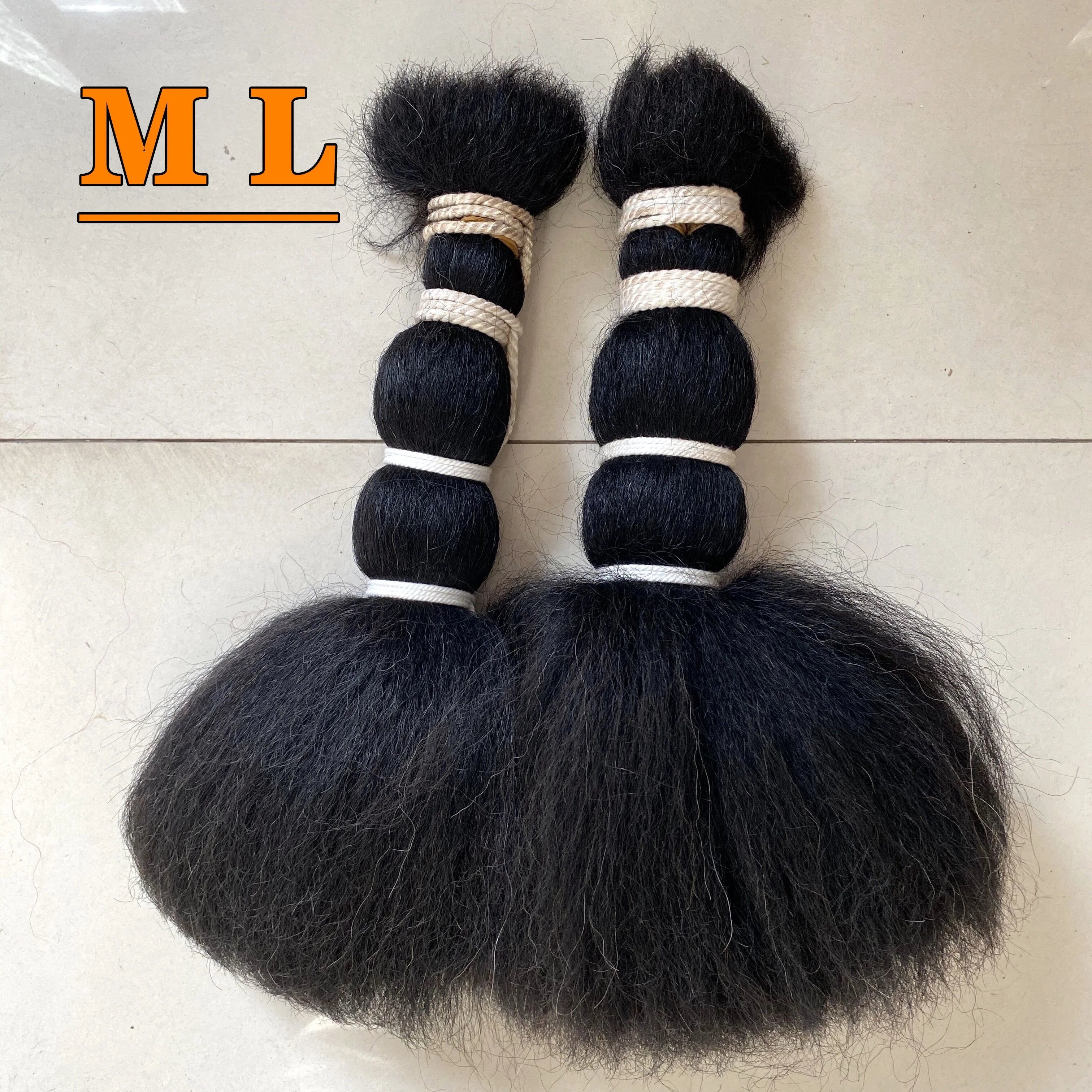 2026 Animal Hair Yak Tail Hair in Natural Black Color 16''-18''