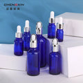 In-Stock 5-100ml Blue Essence Oil Bottle Cosmetic Dark Glass Container Screw Cap for Skin Care Serum 10ml 15ml Capacity Box