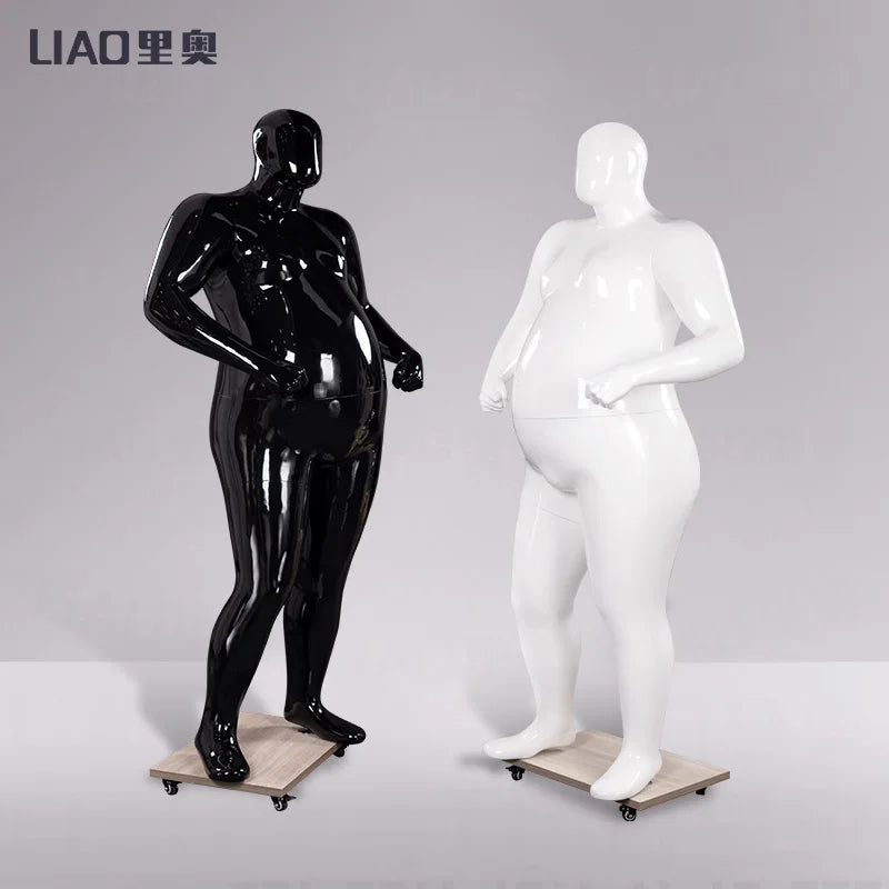 Big Plus Size Fat Man Fiberglass Full-Body Mannequin Male Model Stand for Garments Fashion Display