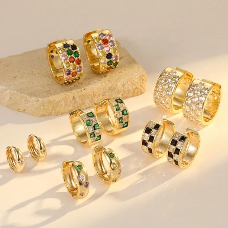 Fashionable Gold-plated Designer Earrings Hypoallergenic Silver Pin Geometric Zircon Earrings for Women Zircon Hoop Earrings