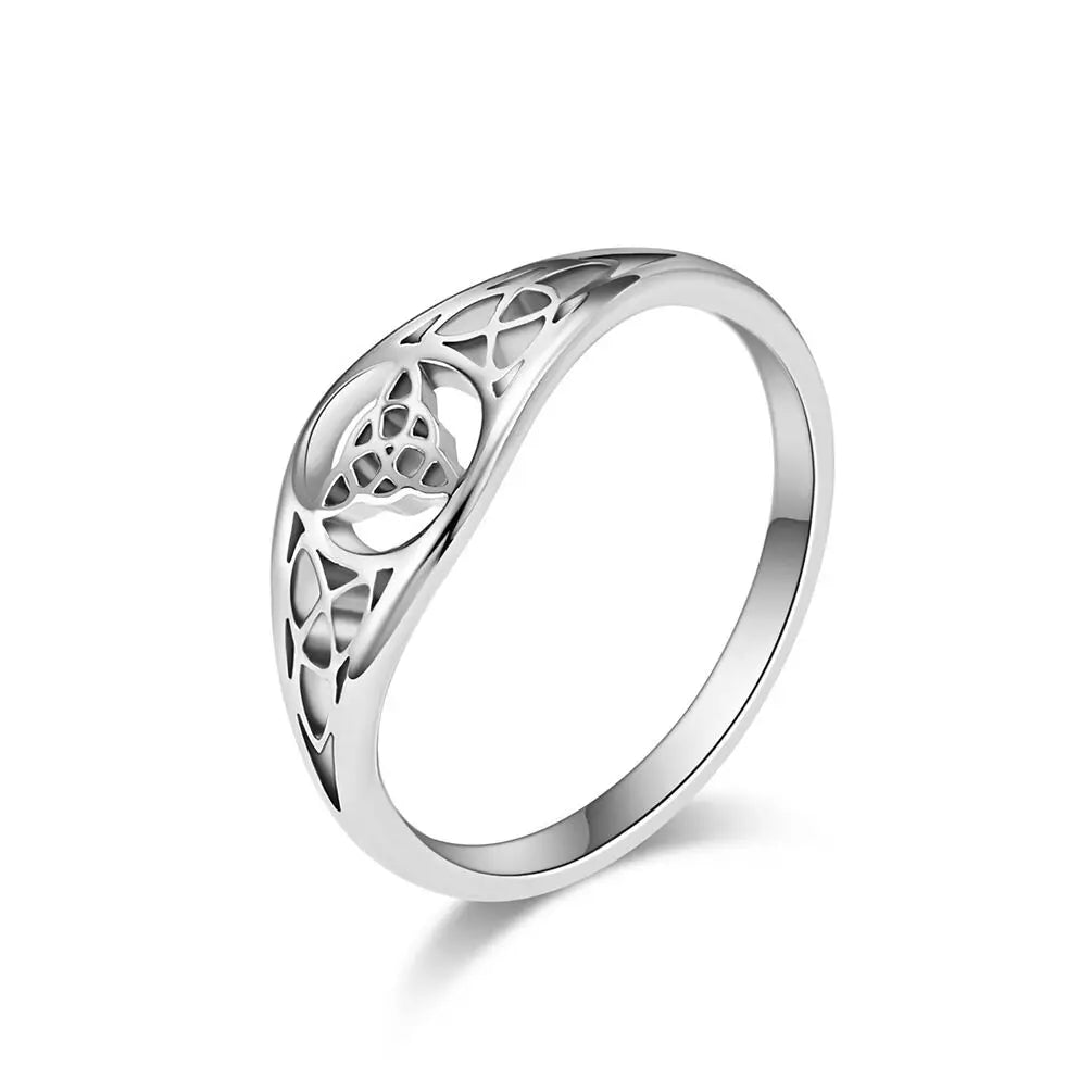 Wholesale Celtic Knot Ring in Rose Gold Black Silver Stainless Steel with Intricate Hollow Cut Out Design Rose Gold Plated