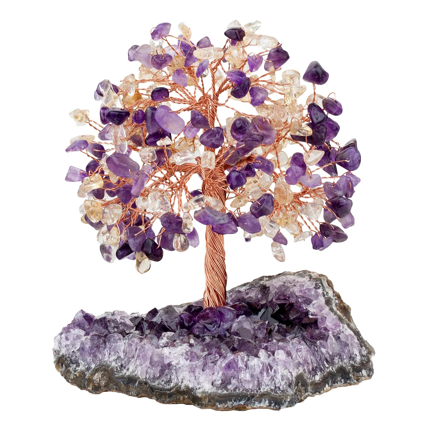 11-16cm Natural Crystal Tree with Amethyst Cluster Crystal Base Money Tree FengShui Desk Decoration Meditation Table Altar Decor