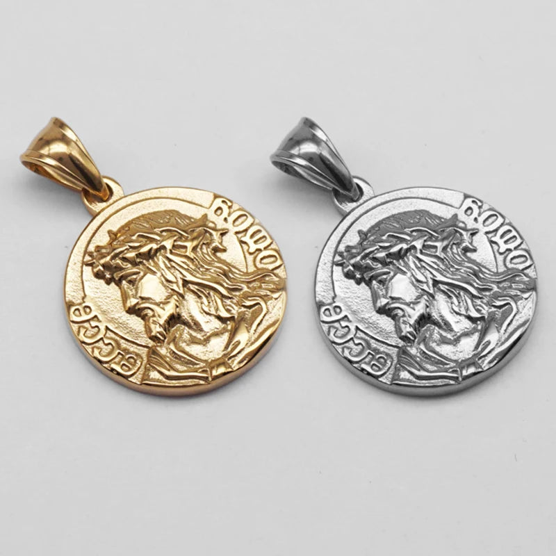 Wholesale Stainless Steel Religious Jesus 18K Gold Plated Charms for Jewelry Making Men Pendant Jewelry Custom