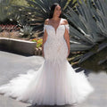 Africa Mermaid Wedding Dress 2023 New Lace Slim Wedding Dress One Line Shoulder Bridal Wedding Dress