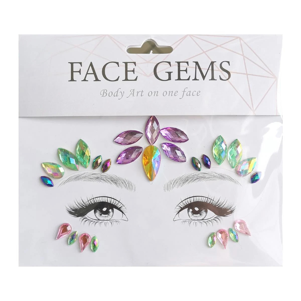 Popular Choice for Festival Party Makeup Holographic Colorful Crystal Rhinestones Tattoo Sticker Temporary Face Gems Sticker