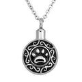 Stainless Steel Christian Children's Pet Ash Jewelry Paw Print Cremation Memorial Necklace