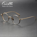 Wholesale Brand Retro Eyewear Manufacture Carving Engraving Optical Lens Eye Glasses Vintage Men Round Titanium Eyeglasses Frame