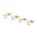 Wholesale Trendy Simple Sliver 18K Gold Plated Stainless Steel Waterproof Pearl Stud Earrings