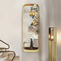 32*82cm French Light Luxury Living Room Background Wall Creative Petal Wall Metal Decoration Mirror Porch Bedroom Pendant