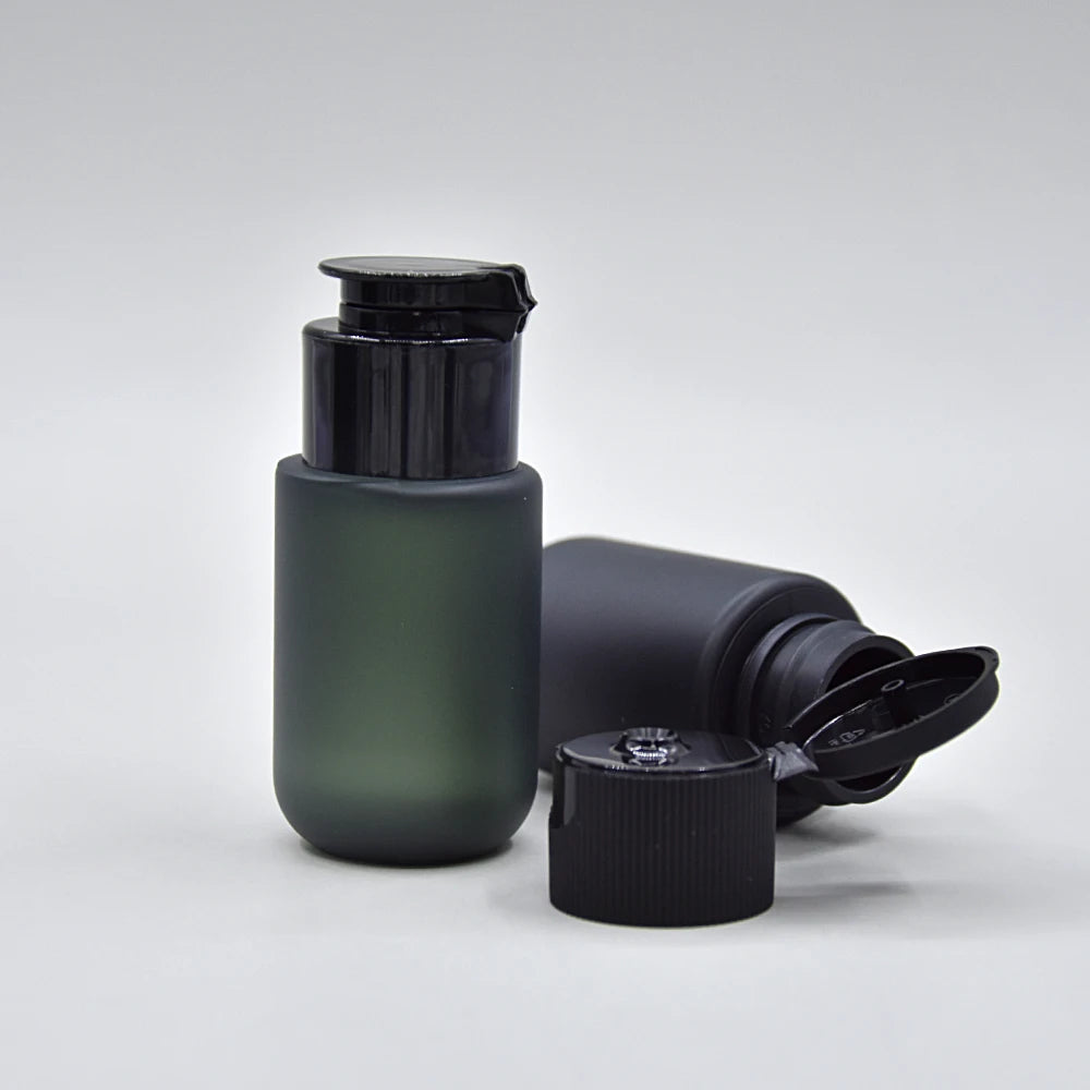 30ml Mini PET Atrovirens Green Plastic Bottle Screw Cap for Men's Skincare Products-Use for Face Facial Cleanser Loose Powder
