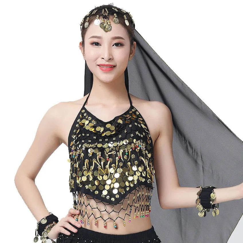 Classical 11 Colors  Hand Embroidery Sequin Bell Tops With Padding  for Dance Performance