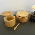 2 Component  Bamboo Pepper Seasonings Cellar Sugar Pepper Spice Storage Containers Salt Box with Magnetic Swivel Lids and Spoon