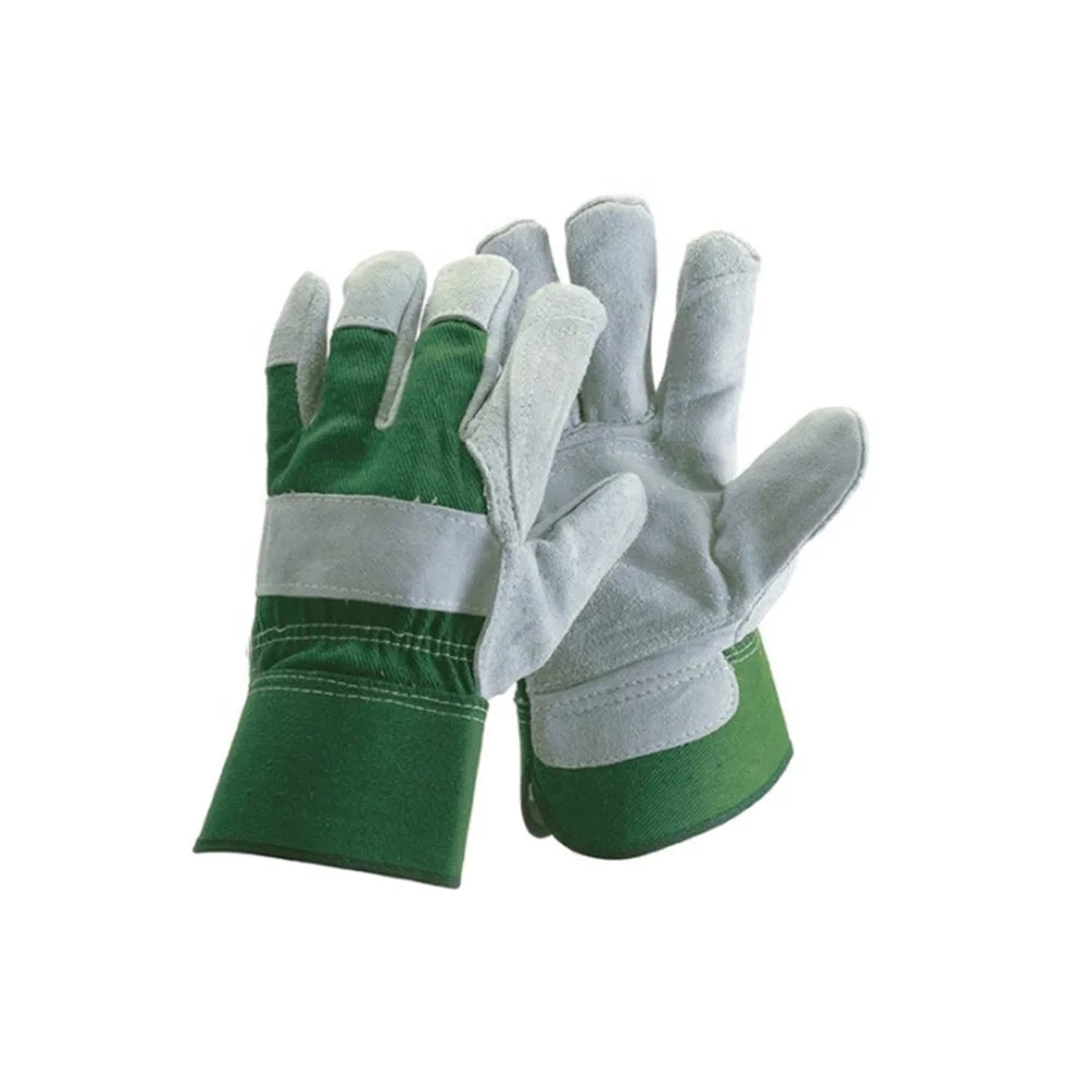 Leather Work Gloves Layered Leather Design Gardening Safety Gloves