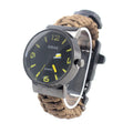 6 in 1 Lightweight Nylon Paracord Mens Survival Bracelet Watch with SOS Emergency Function Compass & Whistle for Camping