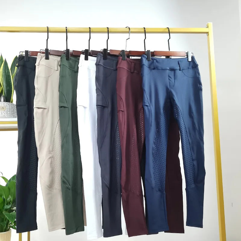 Ready to Ship 13 Colors Full Seat Silicone Printing Equestrian Riding Pants Leggings Horse Riding Breeches Equestrian Clothing