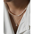 Hot 18K Gold Plated 925 Sterling Silver Trendy Link Chain Necklace for Women Inlaid White Potato Shape Natural Shell Pearl