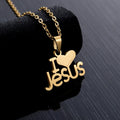 Gold Silver Scapular Christian Catholic Religious Gold Plated Stainless Steel Heart I Love Jesus Pendant Necklace for Women Men