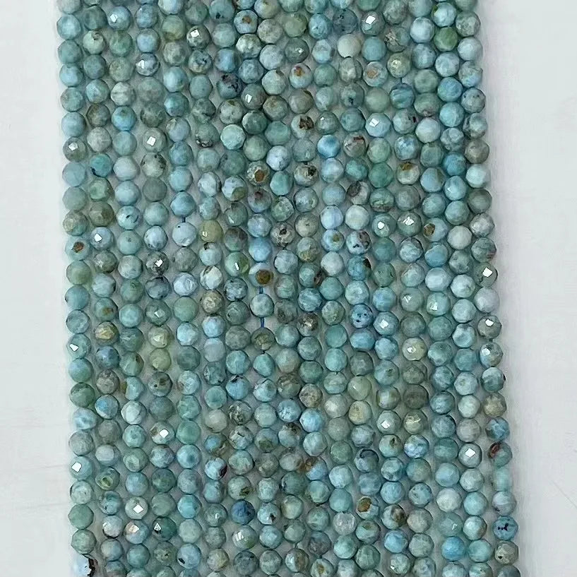 Natural Larimar Faceted Stone Beads 2mm 3mm 4mm Faced Beads for Jewelry Making
