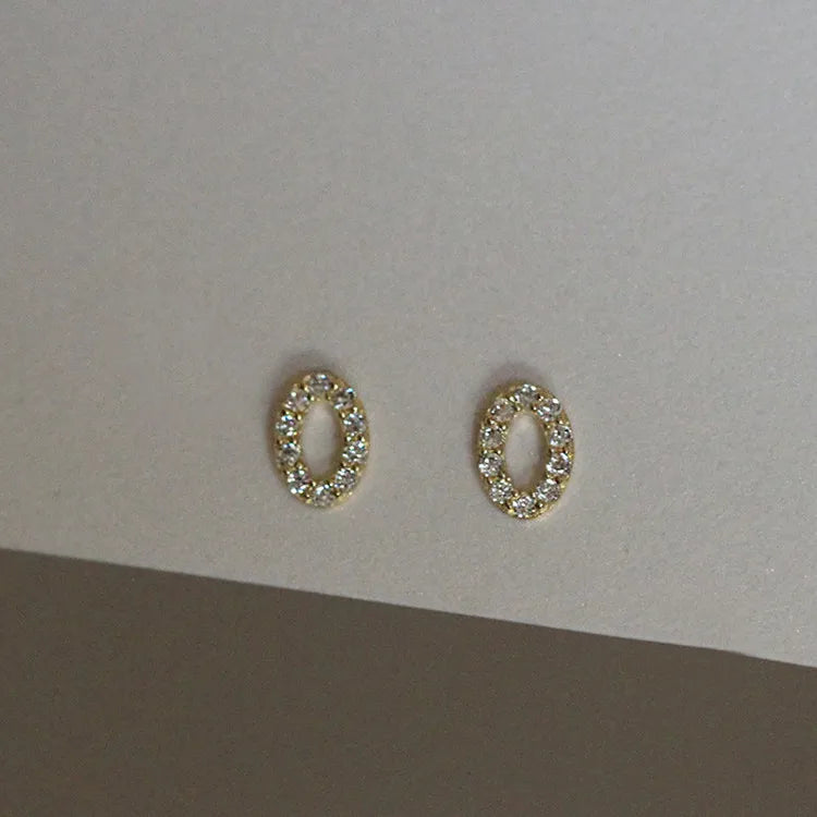 Silver Zircon Earrings Letter Earrings Tiny O Earrings