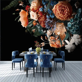 Retro Floral Creative Theme Bedroom Living Room Background Wall Wall Decoration Seamless Wall Cloth Mural Wallpaper