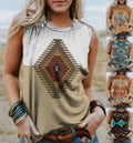 2025 Women's Vintage Bohemian Football Team Summer Vest Crocheted 3D Pattern Loose Crew Neck and Sleeveless Design