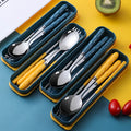 Plastic Handle Stainless Steel Spoon and Fork Set Utensils Travel Camping Cutlery Set