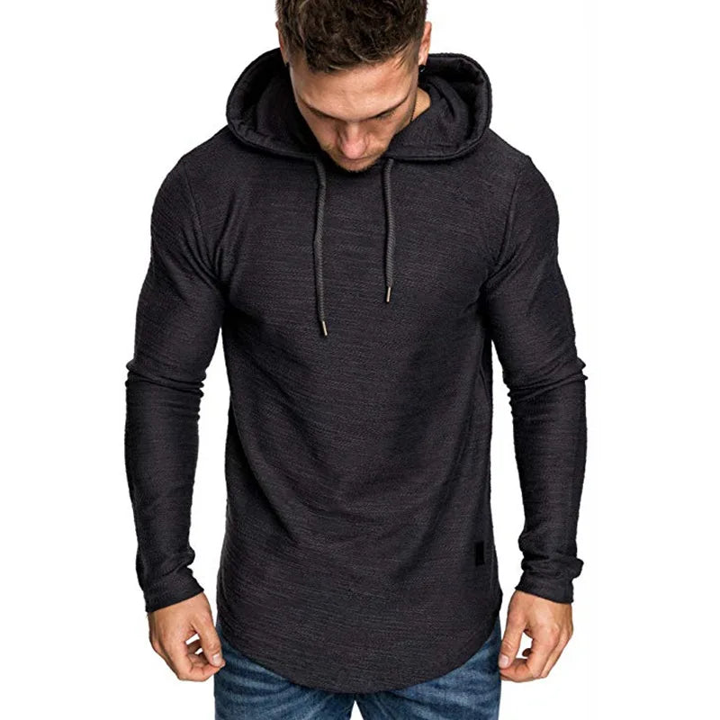 2022 New Men's Hooded Sweater with Long Sleeves Wholesale Woven Solid Pattern Hoodies for Spring