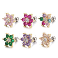 Creative Trendy Small Flower Stud Earrings Stainless Steel Jewelry with Zircon for Piercing and Gift