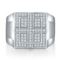 HanYu Hip Hop Iced Out Cross Ring for Men Sterling Silver 925 Four Grid D VVS Melee Moissanite Rings